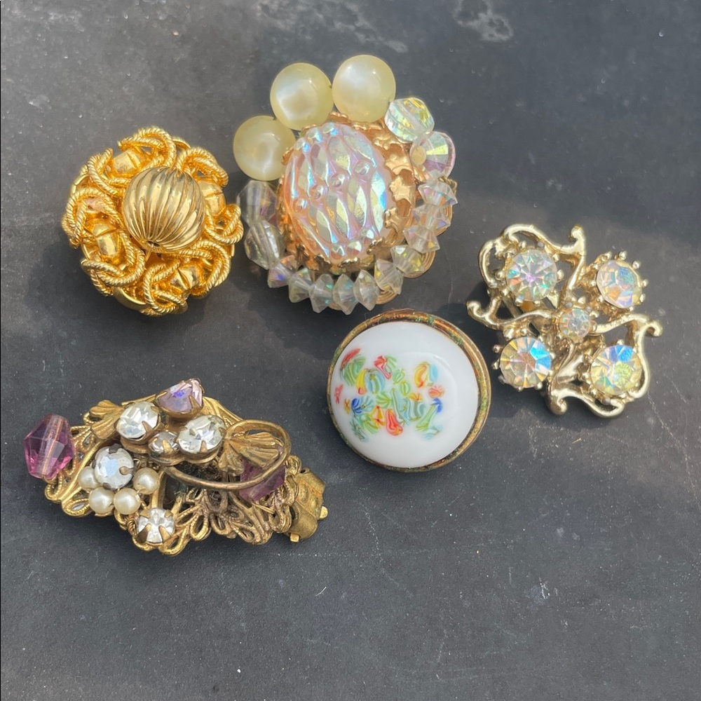Vintage Gold and Pearl Brooch Set